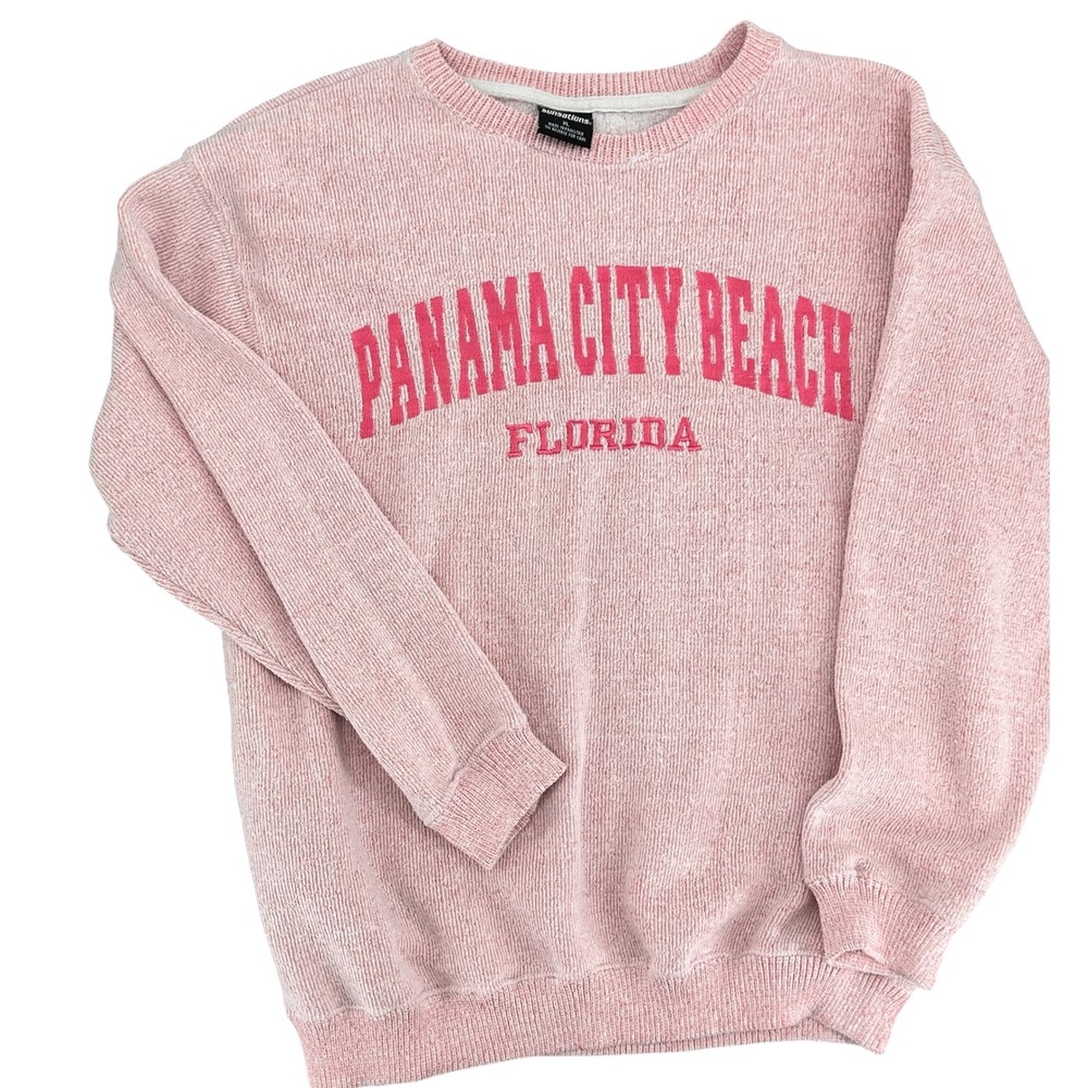 Sunsations Panama City Beach Florida Corded Sweatshirt Pink XL